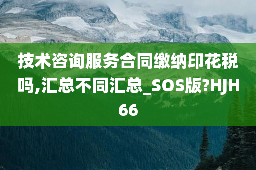 技术咨询服务合同缴纳印花税吗,汇总不同汇总_SOS版?HJH66