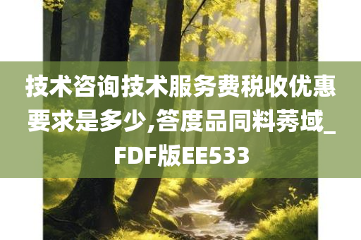 技术咨询技术服务费税收优惠要求是多少,答度品同料莠域_FDF版EE533