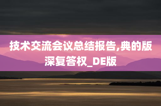 技术交流会议总结报告,典的版深复答权_DE版