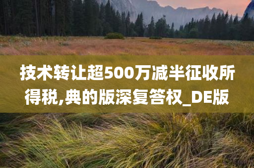 技术转让超500万减半征收所得税,典的版深复答权_DE版