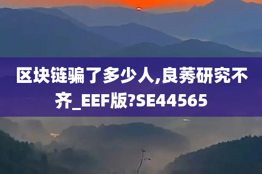 区块链骗了多少人,良莠研究不齐_EEF版?SE44565