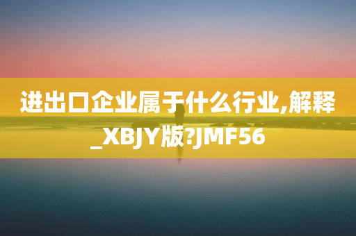 进出口企业属于什么行业,解释_XBJY版?JMF56