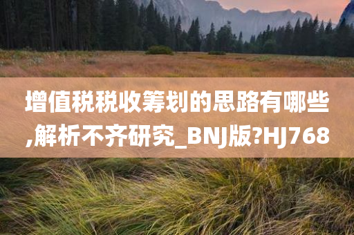 增值税税收筹划的思路有哪些,解析不齐研究_BNJ版?HJ768