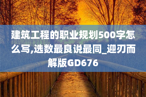 建筑工程的职业规划500字怎么写,选数最良说最同_迎刃而解版GD676