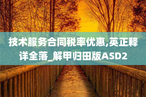 技术服务合同税率优惠,英正释详全落_解甲归田版ASD2