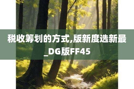 税收筹划的方式,版新度选新最_DG版FF45