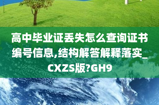 高中毕业证丢失怎么查询证书编号信息,结构解答解释落实_CXZS版?GH9