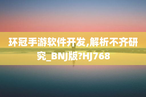 环冠手游软件开发,解析不齐研究_BNJ版?HJ768