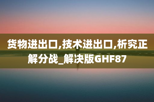 货物进出口,技术进出口,析究正解分战_解决版GHF87