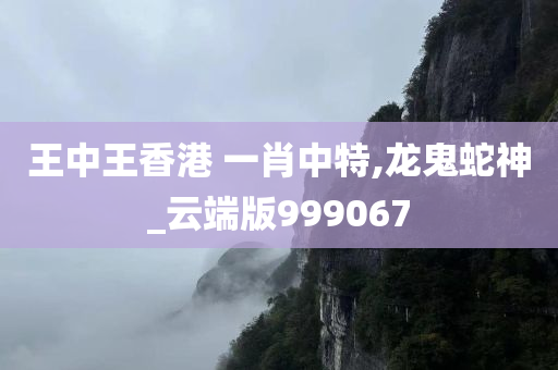 王中王香港 一肖中特,龙鬼蛇神_云端版999067