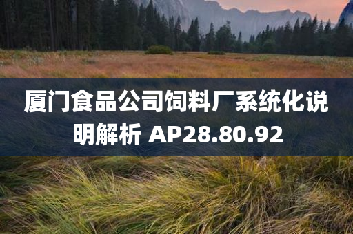 厦门食品公司饲料厂系统化说明解析 AP28.80.92