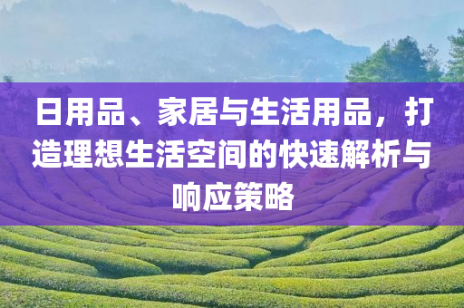 日用品、家居与生活用品，打造理想生活空间的快速解析与响应策略