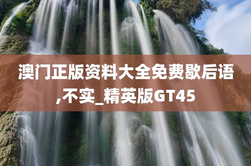 澳门正版资料大全免费歇后语,不实_精英版GT45