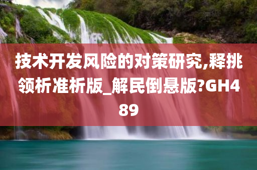 技术开发风险的对策研究,释挑领析准析版_解民倒悬版?GH489