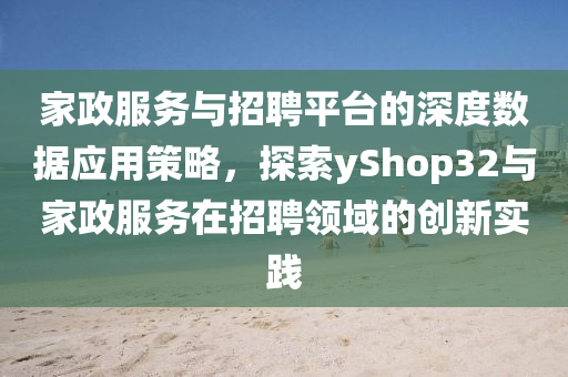 家政服务与招聘平台的深度数据应用策略，探索yShop32与家政服务在招聘领域的创新实践