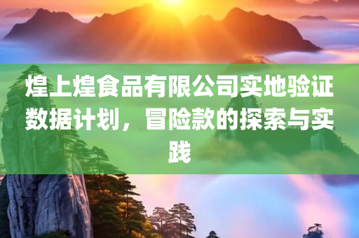 煌上煌食品有限公司实地验证数据计划，冒险款的探索与实践