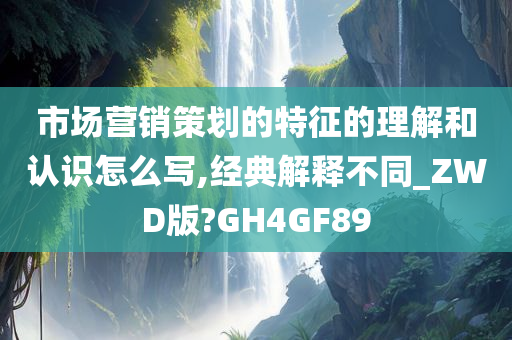 市场营销策划的特征的理解和认识怎么写,经典解释不同_ZWD版?GH4GF89