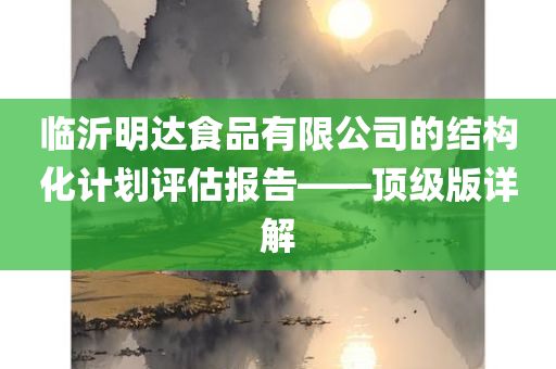 临沂明达食品有限公司的结构化计划评估报告——顶级版详解