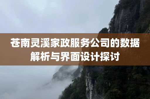 苍南灵溪家政服务公司的数据解析与界面设计探讨